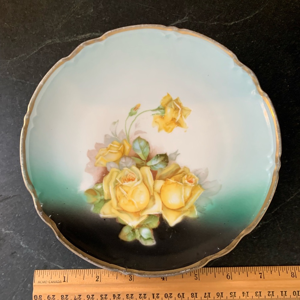 VINTAGE/ANTIQUE | Hand Painted Plate | Yellow Roses - Picture 5 of 5